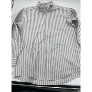 L.L. Bean Wrinkle Resistant Dress Shirt Men's 15.5 34 Red Blue Stripe